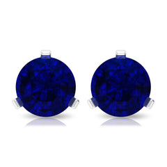 Blue Sapphire Solitaire Stud Earrings