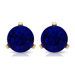 Blue Sapphire Solitaire Stud Earrings