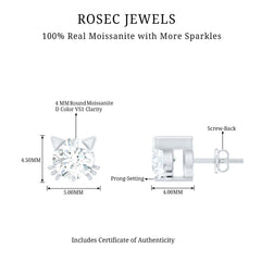 Dainty Round Shape Moissanite Cat Stud Earrings