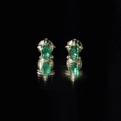 4X6 MM Lab Created Emerald Cute Turtle Stud Earrings