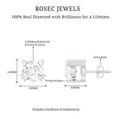 Natural Diamond Cat Stud Earrings