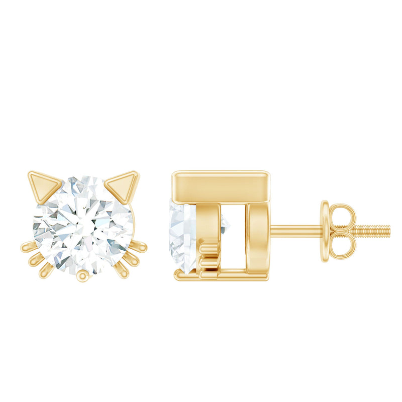 Natural Diamond Cat Stud Earrings