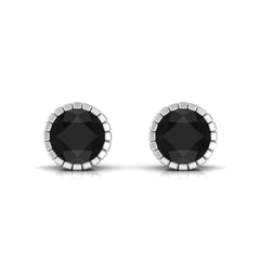 Real 3 Carat Round Shape Black Spinel Stud Earrings with Certificate