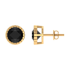Real 3 Carat Round Shape Black Spinel Stud Earrings with Certificate