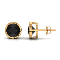 Real 3 Carat Round Shape Black Spinel Stud Earrings with Certificate