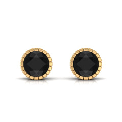 Real 3 Carat Round Shape Black Spinel Stud Earrings with Certificate