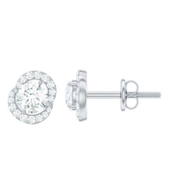 Certified Moissanite Everyday Stud Earrings with Screw Back