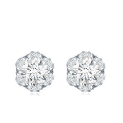 Certified 2 Carat Moissanite Flower Stud Earrings