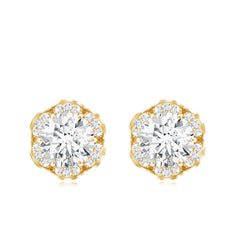 Certified 2 Carat Moissanite Flower Stud Earrings