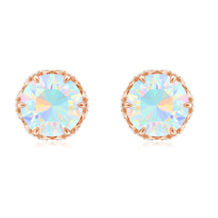 Designer Ethiopian Opal Stud Earrings with Diamond