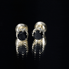 Black Onyx Wedding Stud Earrings with Diamonds