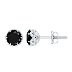 Black Onyx Wedding Stud Earrings with Diamonds