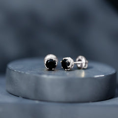 Black Onyx Wedding Stud Earrings with Diamonds