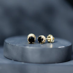 Lab Created Black Diamond Stud Earrings with White Diamonds