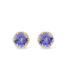 1 Carat Tanzanite Designer Stud Earrings with Diamond for Women