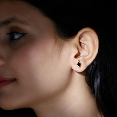 1.2 Carat Natural Black Spinel Teardrop Stud Earrings with Diamond