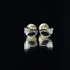 Marquise Shape 0.7 Carat Lab Grown Black and White Diamond Stud Earrings