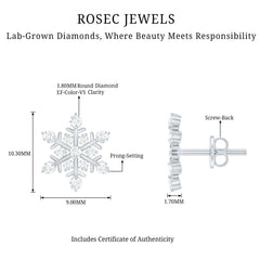 Lab Created Diamond Snowflake Stud Earrings With Screw Back