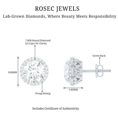 Round Halo Lab Grown Diamond Earring For Women