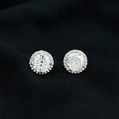 Round Halo Lab Grown Diamond Earring For Women