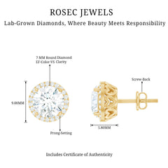 Round Halo Lab Grown Diamond Earring For Women