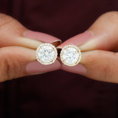 Round Halo Lab Grown Diamond Earring For Women