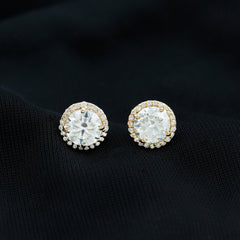 Round Halo Lab Grown Diamond Earring For Women