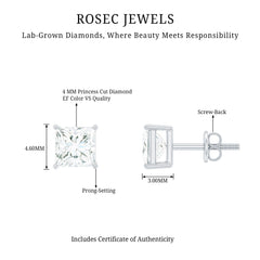 Certified Lab Created Diamond Square Earrings