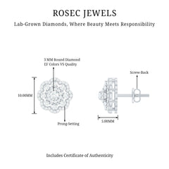 Certified Lab Grown Diamond Flower Bridal Stud Earrings