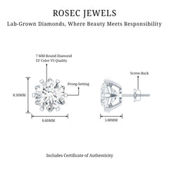 Certified 7 mm Lab Created Diamond 2 Carat Earrings