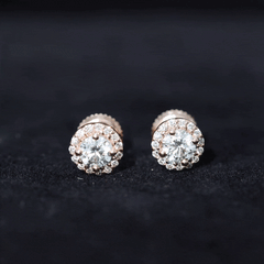 0.64 CTW Lab Grown Diamond Halo Stud Earrings (4mm, Screw Back)