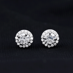 0.64 CTW Lab Grown Diamond Halo Stud Earrings (4mm, Screw Back)