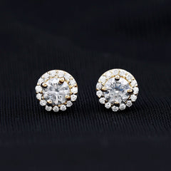 0.64 CTW Lab Grown Diamond Halo Stud Earrings (4mm, Screw Back)