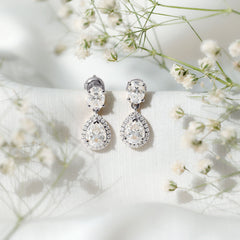 Dangling Lab Grown Diamond Bridal Earrings