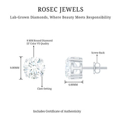 Prong Set Lab Created Diamond Solitaire Stud Earrings