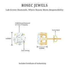 Prong Set Lab Created Diamond Solitaire Stud Earrings