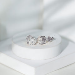 Certified 8mm Round Diamond Studs with Screw Back
