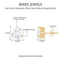 Certified 8mm Round Diamond Studs with Screw Back