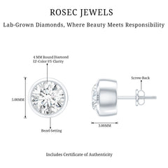 Bezel Set Lab Grown Diamond Solitaire Stud Earrings