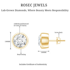 Bezel Set Lab Grown Diamond Solitaire Stud Earrings