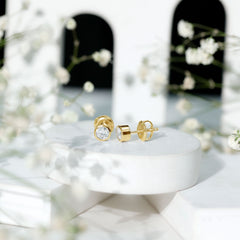 Bezel Set Lab Grown Diamond Solitaire Stud Earrings