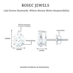 Certified 2 Carat Diamond Teardrop Earrings With Screw Back