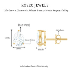Certified 2 Carat Diamond Teardrop Earrings With Screw Back