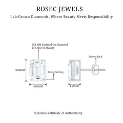 Emerald Cut Lab Created Diamond Stud Earrings