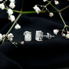 Emerald Cut Lab Created Diamond Stud Earrings