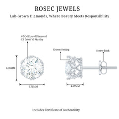 Certified Lab Created Diamond Crown Earrings for Women