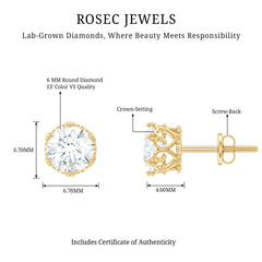 Certified Lab Created Diamond Crown Earrings for Women