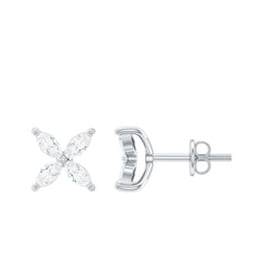 Certified Lab Grown Diamond Flower Earrings With Screw Back
