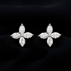 Certified Lab Grown Diamond Flower Earrings With Screw Back