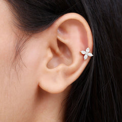 Certified Lab Grown Diamond Flower Earrings With Screw Back